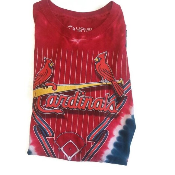 Majestic Liquid Blue St. Louis Cardinals Tie Dye All Over Print T Shirt Mens 2XL - Picture 6 of 8